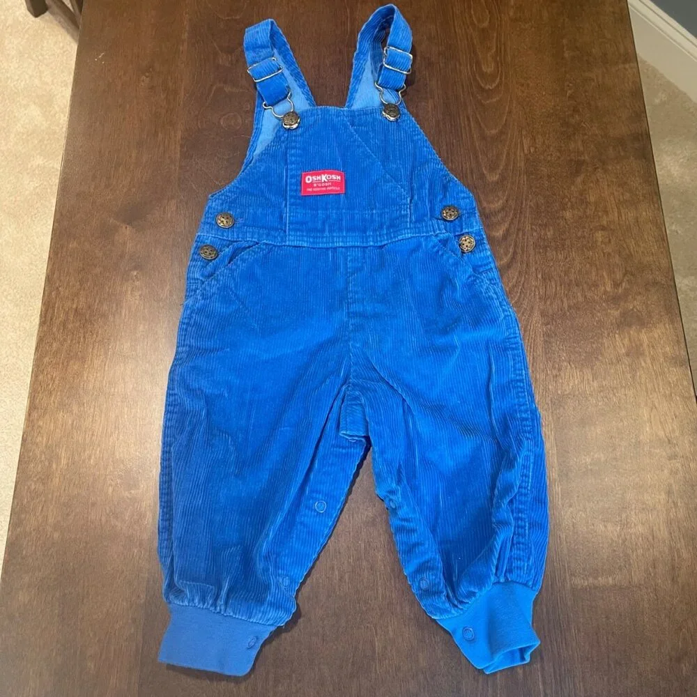 Vintage OshKosh Vestbak Corduroy Overalls Unisex Baby Size 18M USA Made‎ Crane